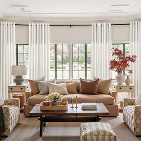 Jowels cream linen curtains provide privacy with a subtle semi-sheer balance.