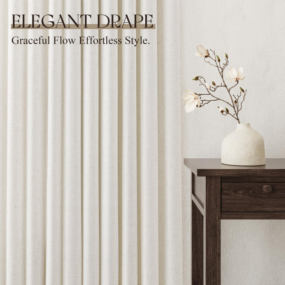 Jowels linen curtains offer balanced light and privacy for daytime comfort.