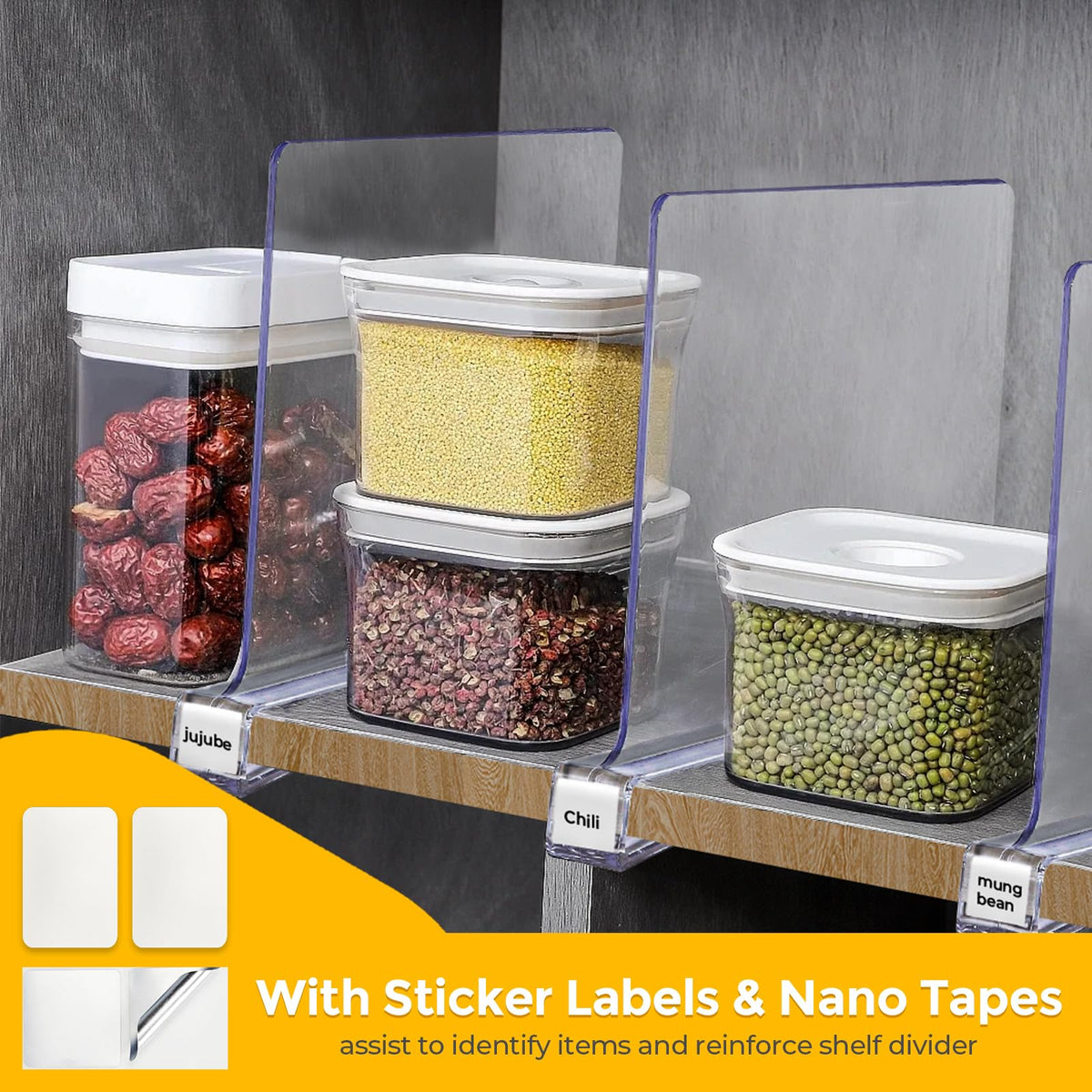 JOY DECOR 8-pack adjustable-width dividers demonstrating flexible closet organization options.