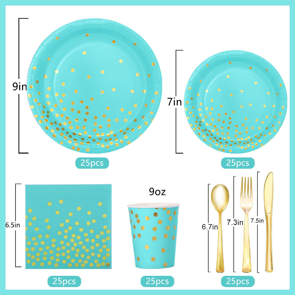 Joy Akkess teal plates 9in sturdy dinnerware for parties