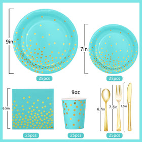 Joy Akkess teal plates 9in sturdy dinnerware for parties