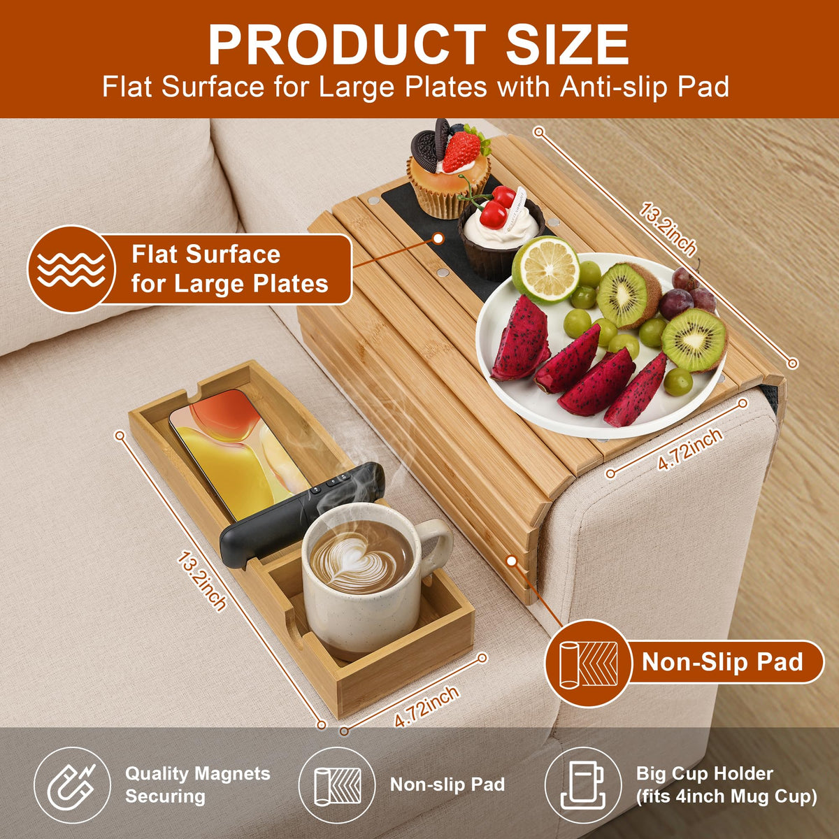 Joy&Grace magnetic 3-in-1 couch table converts to a dining placemat with ease.