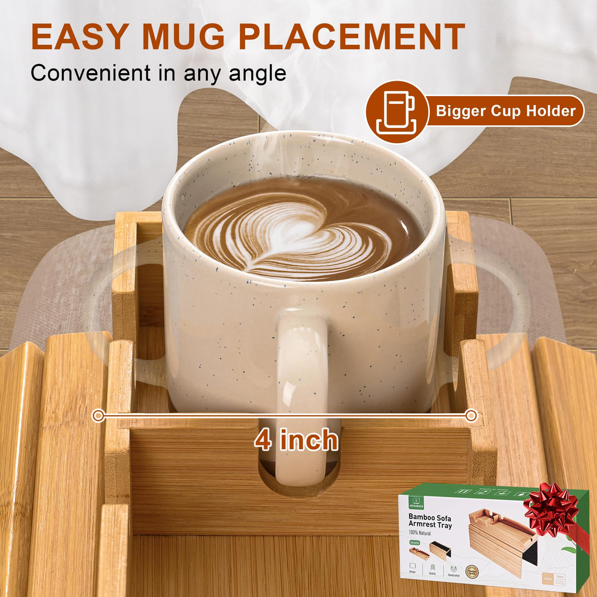 Joy&Grace natural bamboo design adds elegant, durable style.