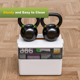 Compact design fits under sinks or in car trunks.