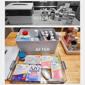Inside view shows removable dividers for flexible medication and supply storage.