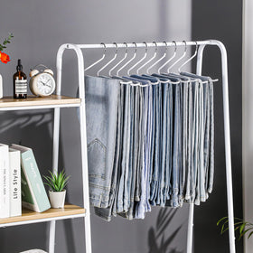 JOYBOS pants hanger with non-slip coating keeps trousers secure on the rod.