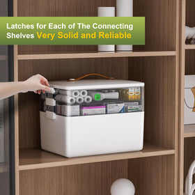 Stacked tiers with secure interlocks for durable organization.