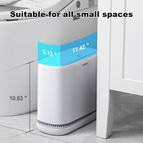 JOYBOS white pneumatic trash can sits beside cabinets with smooth lid action