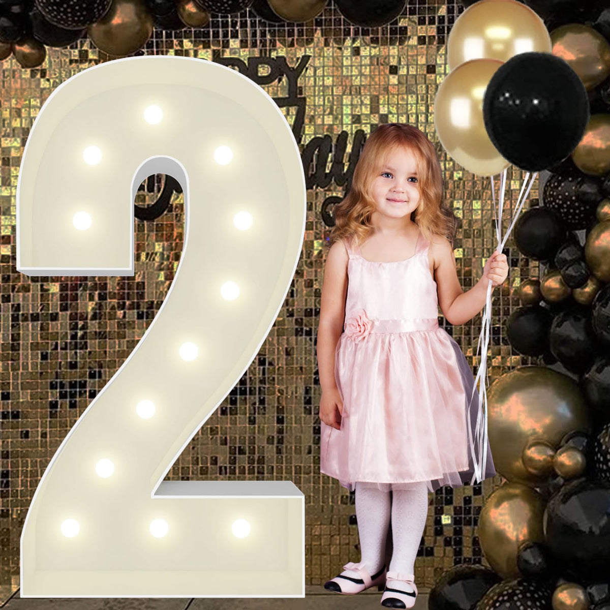 JoyBox Design 4ft marquee number front view for bold party signage