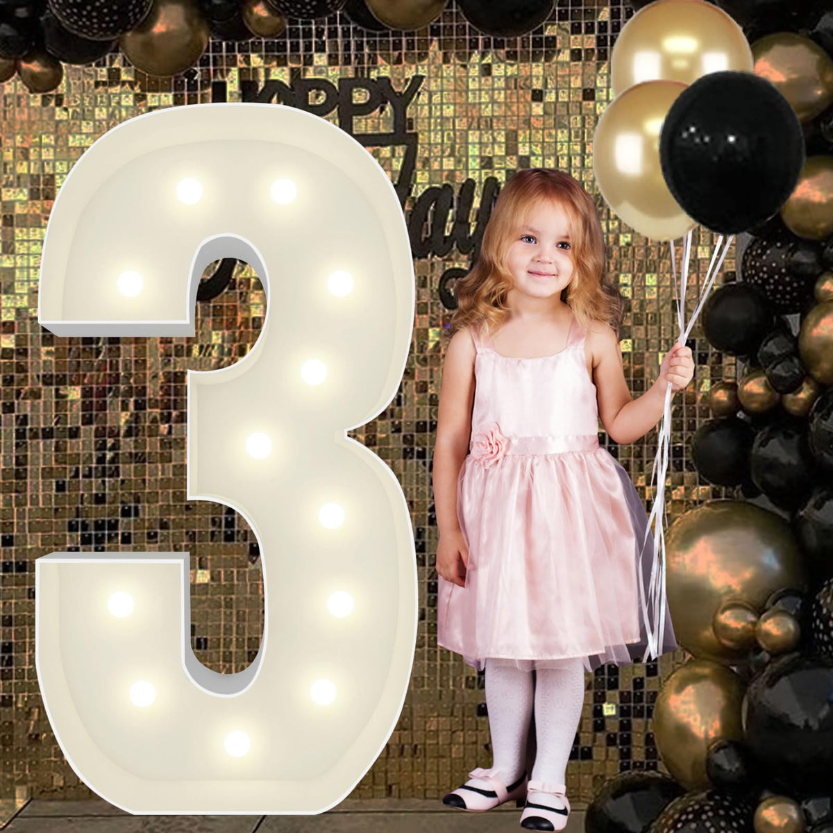 JoyBox Design 4ft marquee numbers frame for dramatic birthday displays.