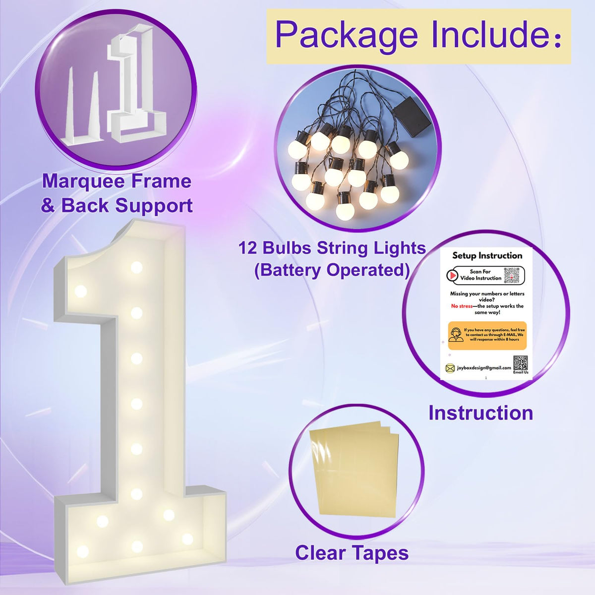 JoyBox Design back support adds sturdy balance for durable displays.