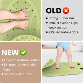 Flat non-slip surface supports safe standing during bath time.