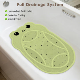 Machine-washable mat cleans easily after baths.
