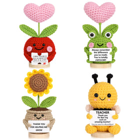 JoycuFF crochet frog figure perched upright for desk or windowsill, a vibrant energy booster