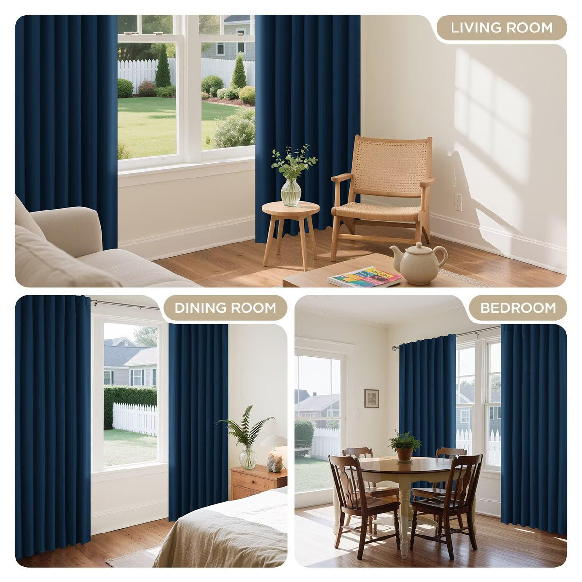 Joydeco back tab and rod pocket curtains offer easy hanging options.