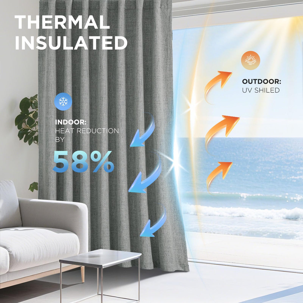 Joydeco curtains with back tabs hanging option for a modern look