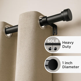 Joydeco black 1-inch diameter curtain rod adds sleek durability to any room.