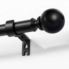 Joydeco black curtain rods assembly view with easy length customization