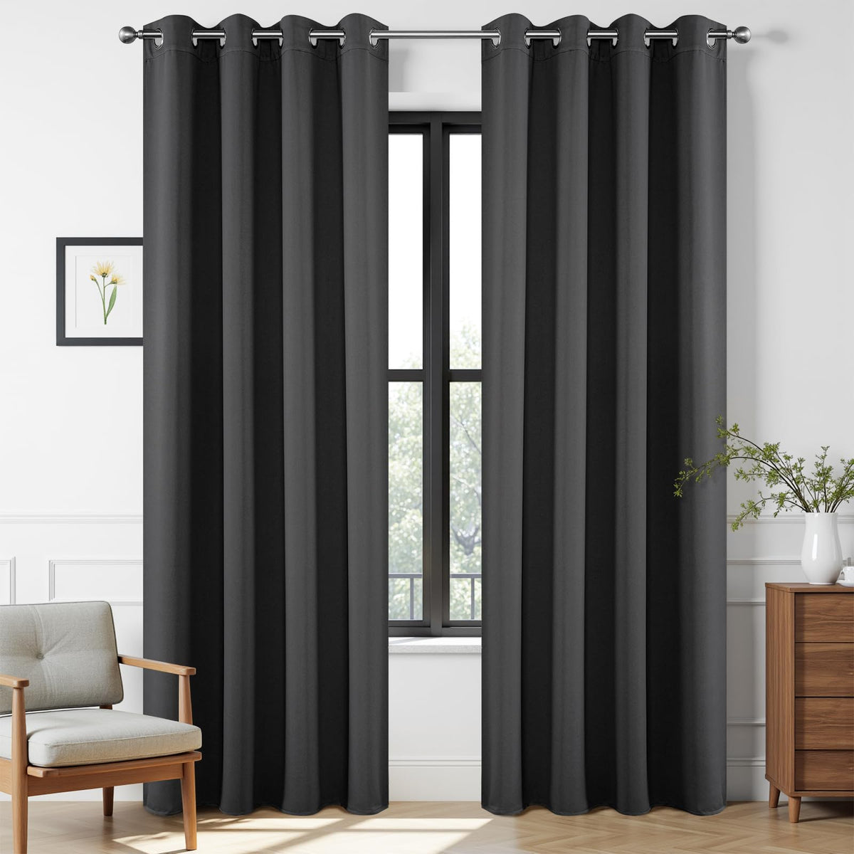Joydeco blackout curtain panel close-up showcases premium fabric for deep room darkening