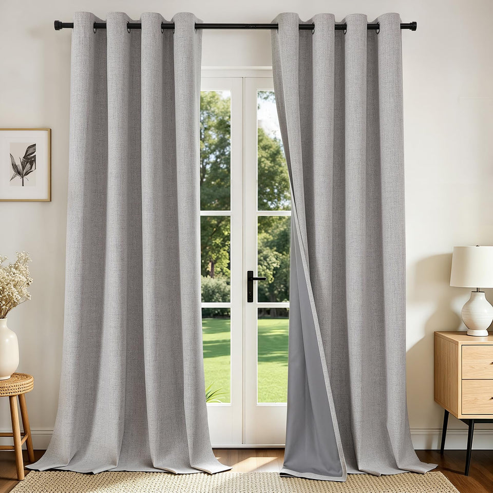 Joydeco blackout curtains texture closeup for elegant room styling and privacy.