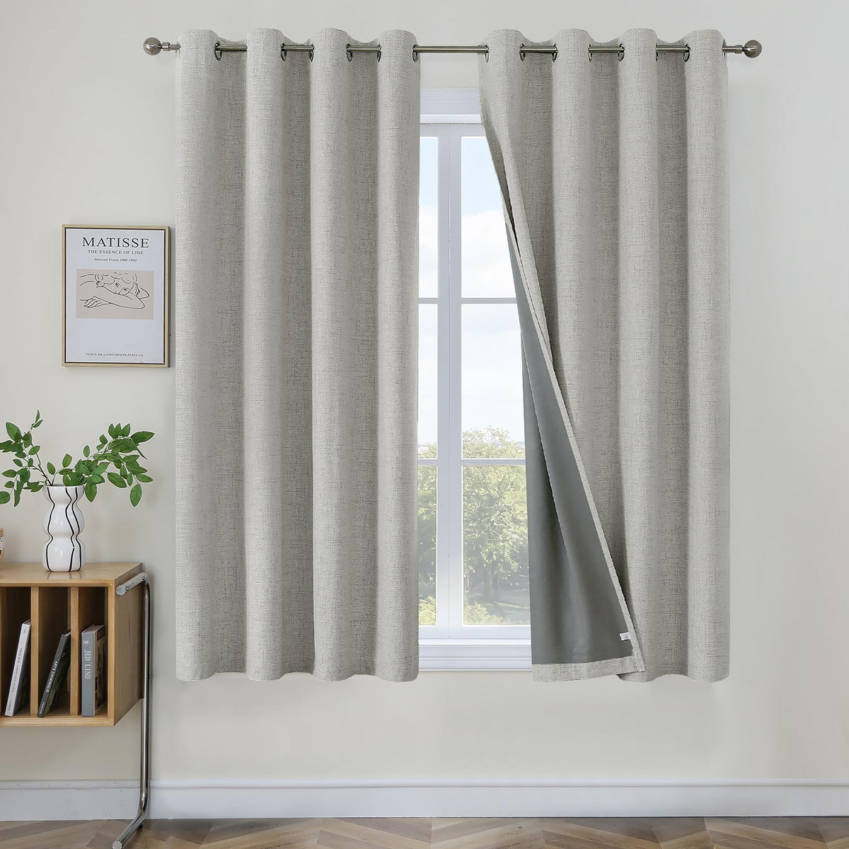 Joydeco blackout curtains front view showing full light control for living spaces