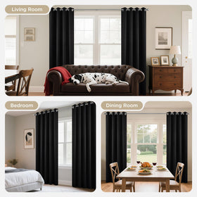 Joydeco blackout curtains dense fabric reduces outside noise for quiet rooms.