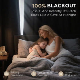 Joydeco blackout curtains room-darkening effect ideal for bedrooms and home theaters.