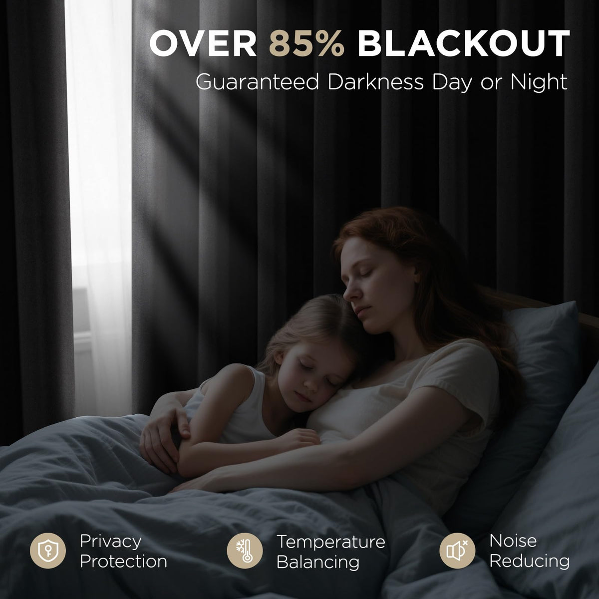 Joydeco blackout curtains show soft microfiber fabric and wrinkle resistance.