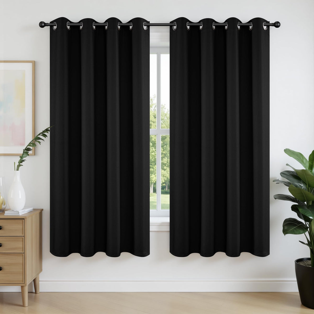 Joydeco blackout curtains with thermal insulation block heat for a cooler, comfortable room.