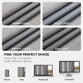 Joydeco blackout curtains cover wide windows for full privacy and room-darkening.