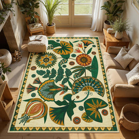 Joydeco dining-room entryway rug adds warmth and easy-clean surface