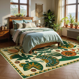 Joydeco washable rug showcasing easy-care fabric suitable for busy households