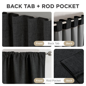 Joydeco fabric drape provides privacy while complementing a calm modern interior.
