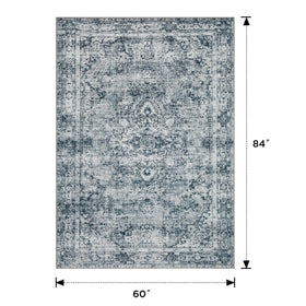 Joydeco light-grey chenille rug for bedroom, offering soft underfoot comfort.