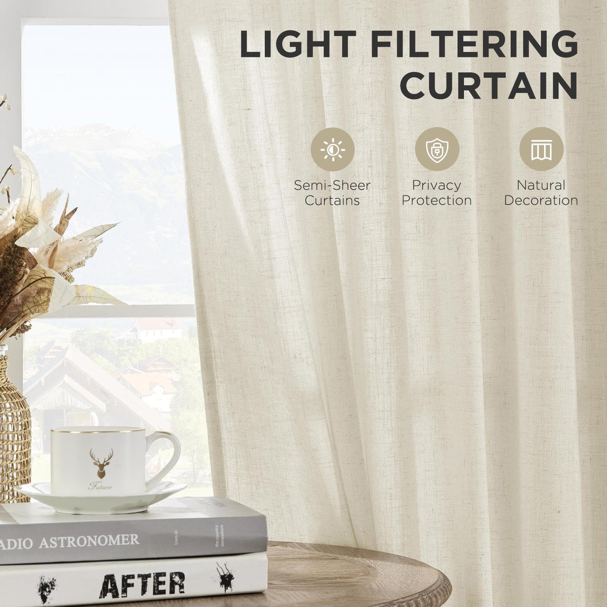 Joydeco linen curtains light-filtering fabric softens daylight while preserving privacy