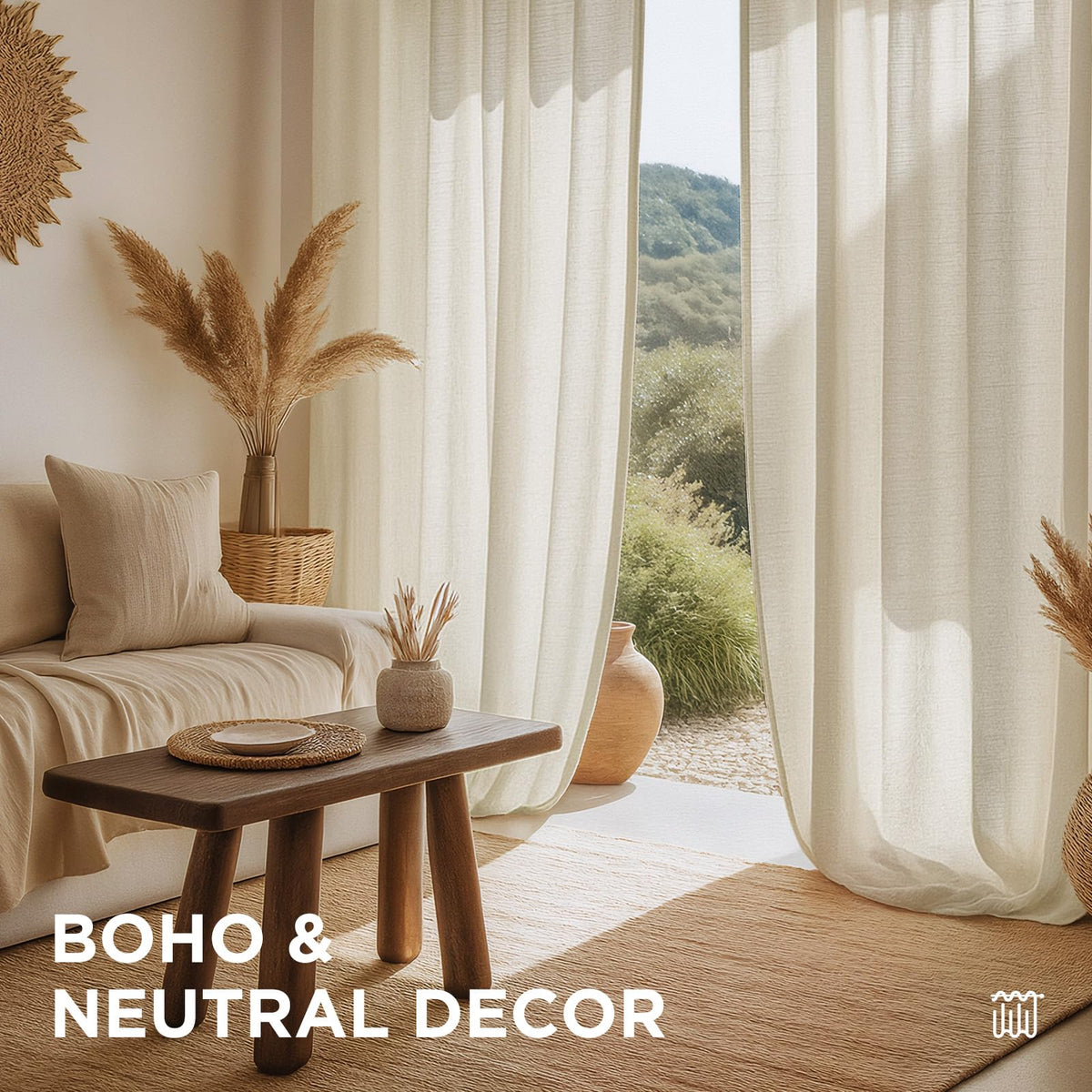 Joydeco 96inch linen curtains provide generous coverage for taller windows