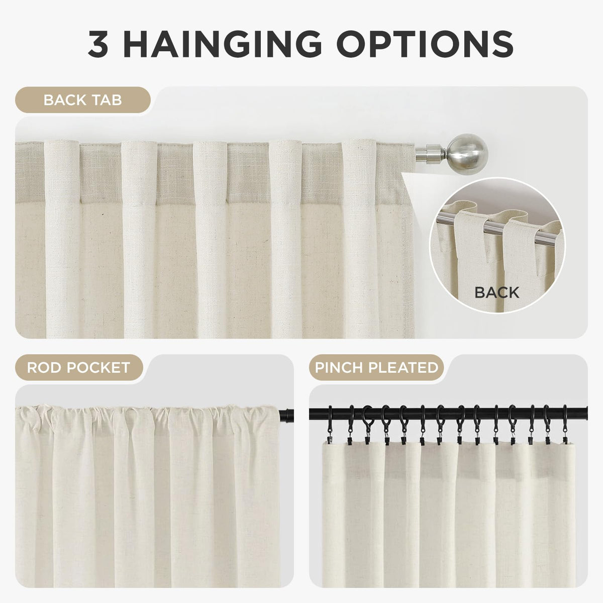 Joydeco ivory linen curtains add a warm, timeless feel to any room