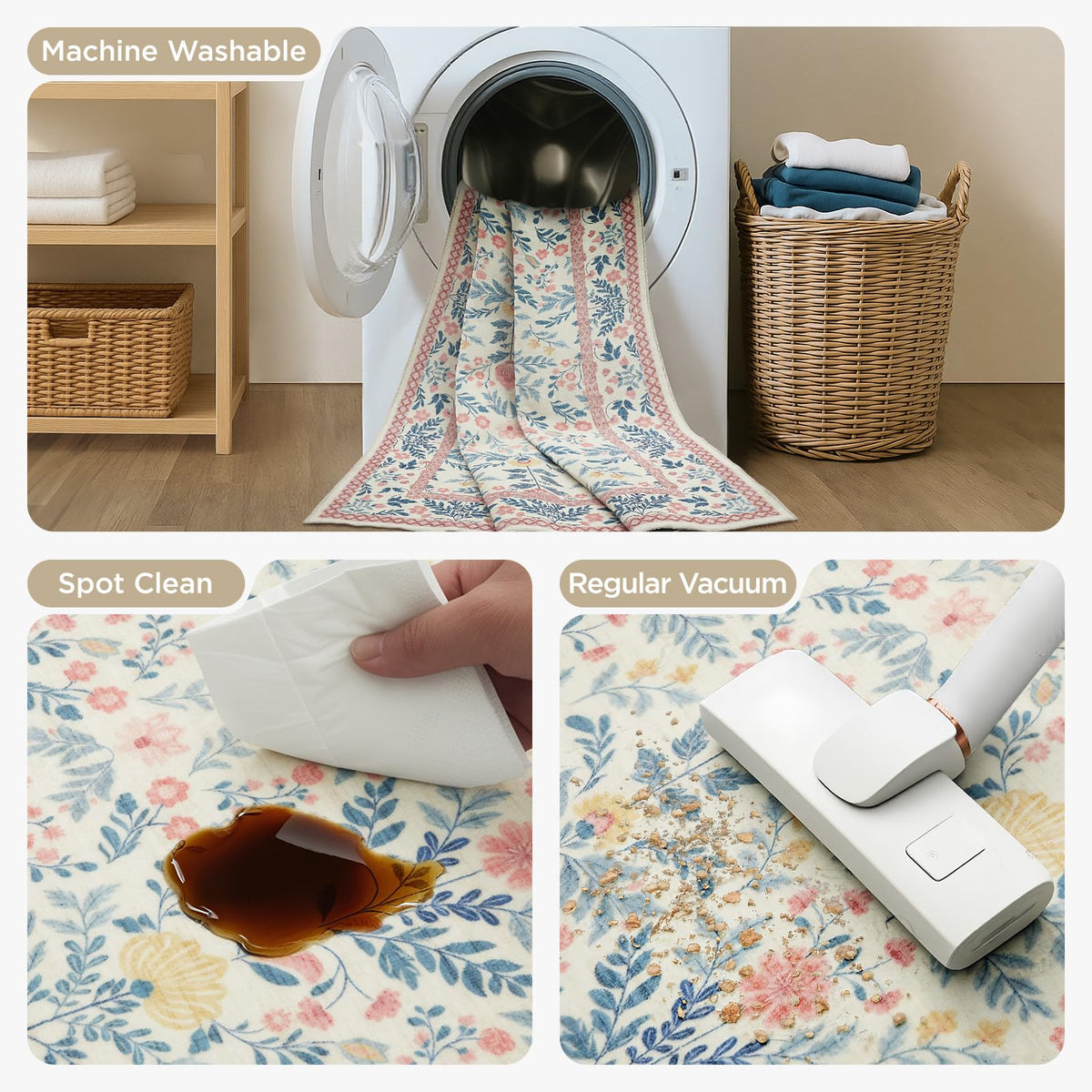 Joydeco machine-washable rug for easy cleaning without sacrificing softness
