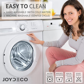 Joydeco fabric absorbs outside noise for calmer spaces.