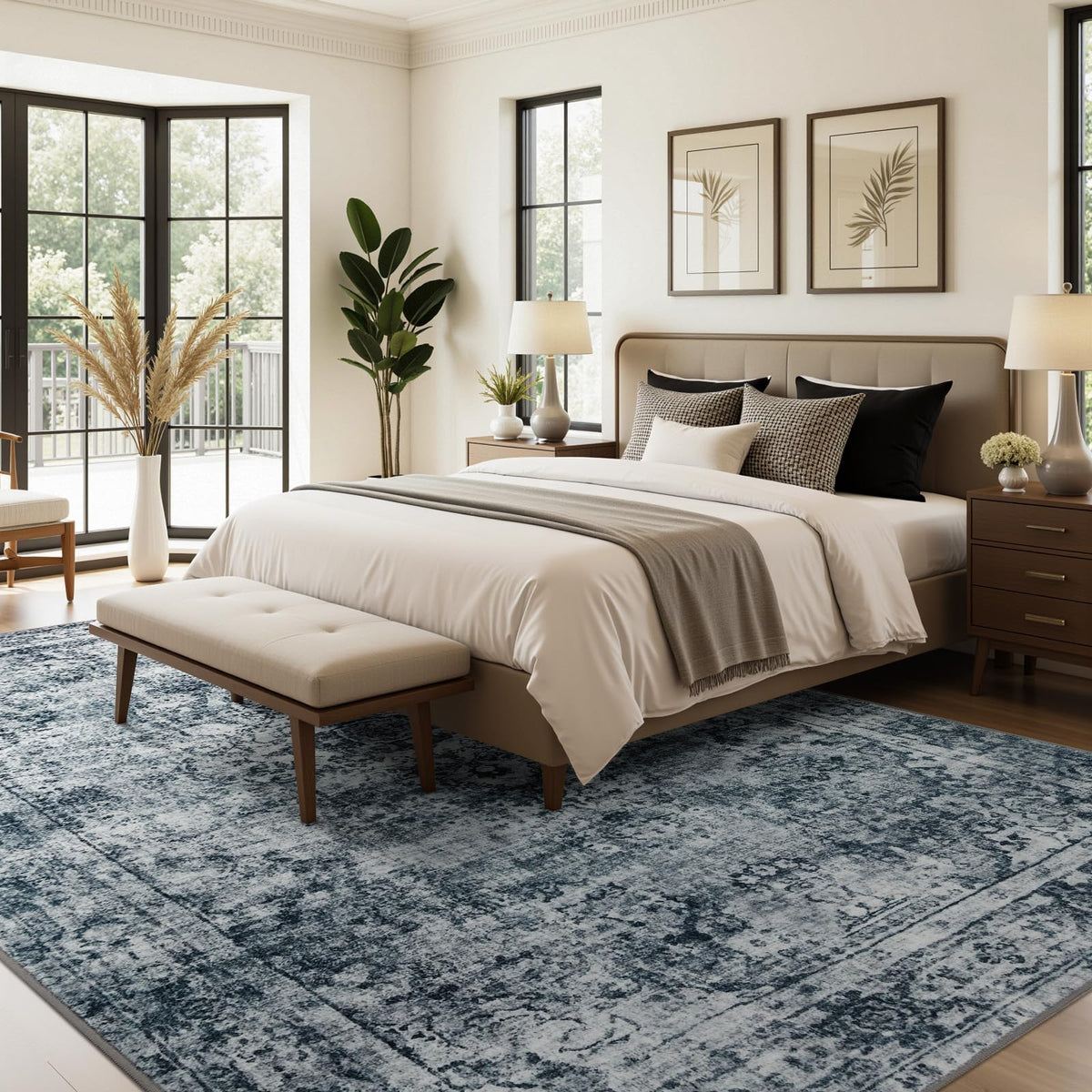 Joydeco soft-underfoot rug for home office during long tasks.