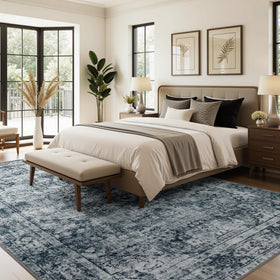 Joydeco soft-underfoot rug for home office during long tasks.