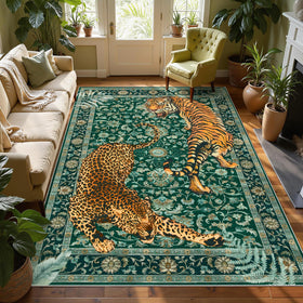 Joydeco tiger print rug for living room with soft plush texture and cozy ambiance