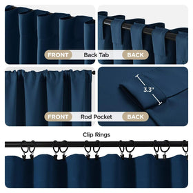 Joydeco navy blue window drapes with room-darkening design for privacy.