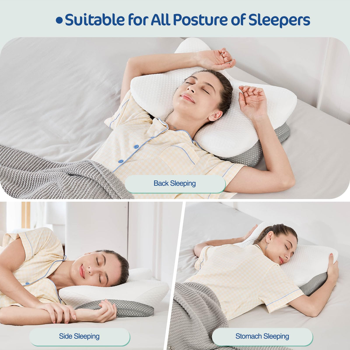 JOYENERGY cervical pillow supports various sleeping positions for flexibility.