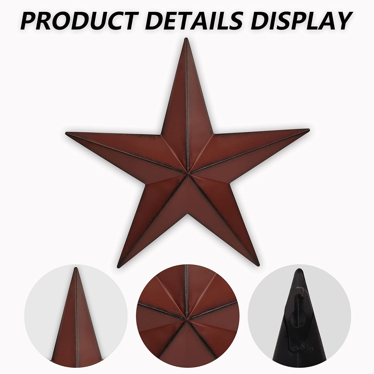 JoyEvy 3-piece star decor set for farmhouse walls with rustic texture.