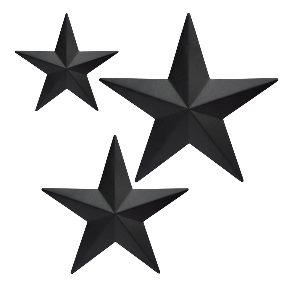 JoyEvy 6-inch black barn star wall decor with an easy-hang hook.