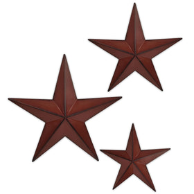 JoyEvy barn star set 6-inch, 9-inch, and 12-inch ready for rustic wall display.