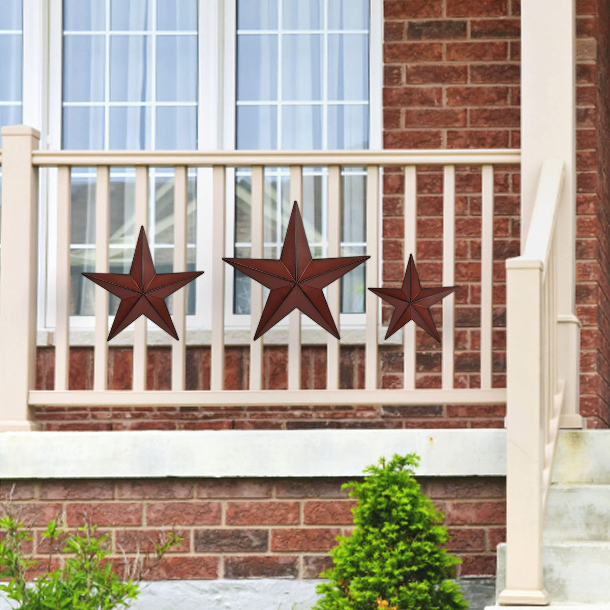 JoyEvy red-black barn star 9-inch adds vintage charm to country interiors.