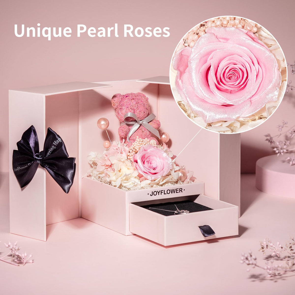JoyFlower unique-pearl-rose-design; a dreamy centerpiece gift for mom on special occasions.