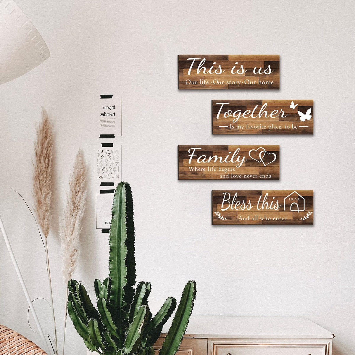 Joyhawk bedroom wall decor sign adds subtle, cozy warmth.